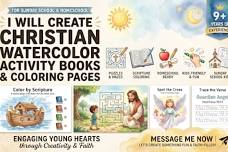 design christian watercolor activity books and coloring pages