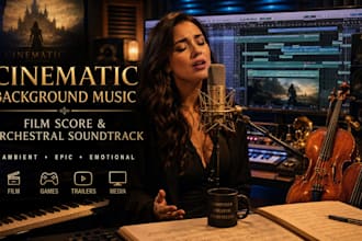 produce cinematic background music, film score, ambient, orchestral soundtrack