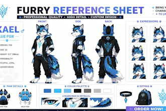 draw character reference sheet furry ref sheet anthro character design anime oc