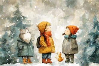 illustrate watercolor children book