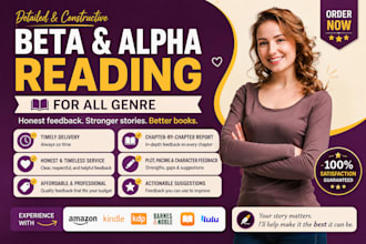do professional beta reading and a detailed report for your book