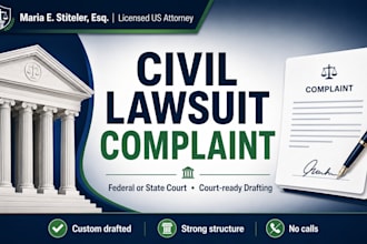 draft a professional federal or state civil lawsuit complaint as a USA attorney