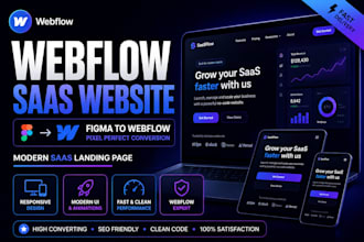 design modern webflow saas website, saas landing page convert figma to webflow