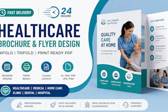design professional healthcare bifold brochure, medical flyer and trifold design
