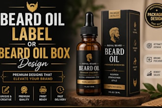 design beard oil label or beard oil box design