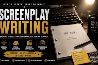 screenplay writer for feature films, TV shows and short films