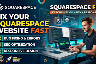 fix squarespace website errors bugs SEO and responsive design fast online