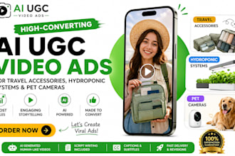 create ai ugc video ads for travel accessories hydroponic systems pet product