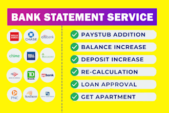 do bank statement editable format USA , UK , stub for loan compilance