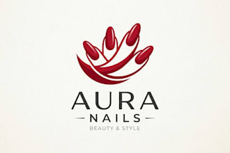 design a stylish and modern red nails logo for your beauty brand