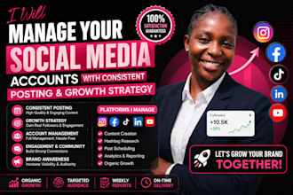 manage your social media accounts with consistent posting and growth strategy