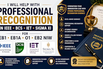 help wit professional recognition in ieee bcs iet sigma xi for eb1 eb1a eb2
