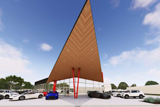 design car dealership in 3d