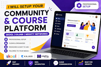 setup skool online community, kajabi course and mighty networks community