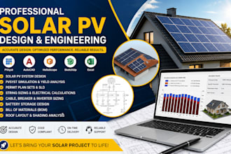 solar pv design, pvsyst, autocad, permit plans, sld, solar engineer