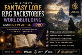 create fantasy lore rpg backstories worldbuilding and game script writing pro