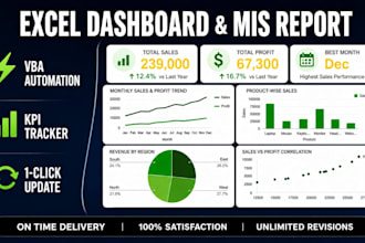 create  excel dashboard  mis report  KPI tracker with vba