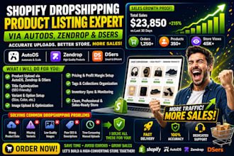 upload shopify products using dsers, autods and zendrop