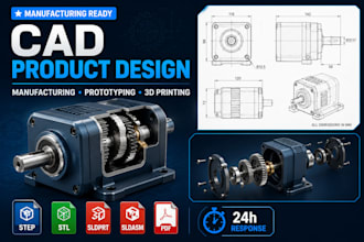 do custom cad product design for manufacturing and prototyping