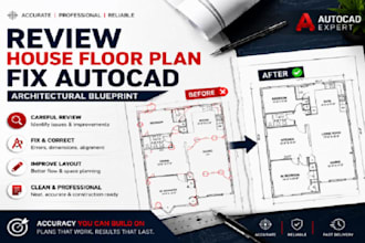 review house floor plan, fix autocad architectural blueprint