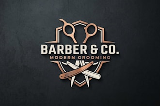 design a modern and stylish barber shop logo for your brand