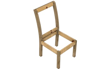 create a 3d dining chair frame design for DIY building or manufacturing