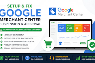setup and fix google merchant center suspension and approval