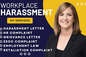 draft workplace harassment complaint retaliation eeoc and HR letters