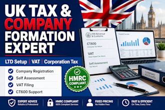 do UK ltd company registration, UK self assessment, UK vat, file corporation tax