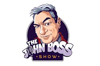 design hipster cartoon podcast logo