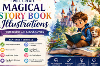 create magical children book illustrations and covers
