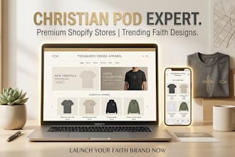 design a christian shopify pod website and custom shirt store