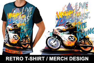 create bold retro t shirt and merch artwork
