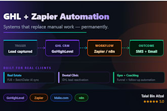 setup ghl CRM automation, zapier workflows,and ai powered lead nurturing systems