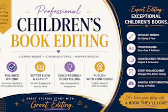 provide children book editing, proofreading, and story improvement, kids book