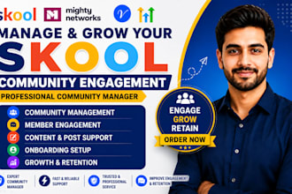 manage and grow your skool online community engagement, skool community manager