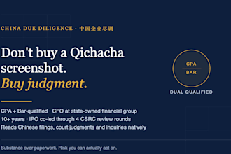 deliver a CPA and lawyer grade due diligence report on a china company