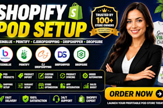 setup shopify pod teeinblue dropsure printify cjdropshipping dripshipper apps