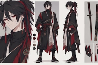 design professional character concept art, expression sheet and turnaround