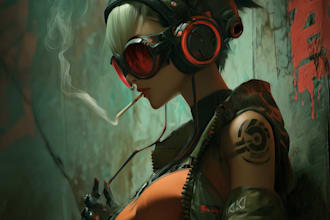 do a cyberpunk anime art