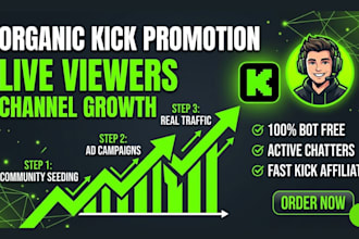 do kick promotion organic kick promotion, stream marketing, and active chatters
