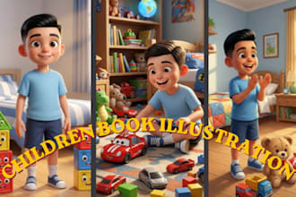 book illustration, children story, children story book illustration, kids book
