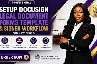 setup docusign legal document forms, template and signer workflow for law firms