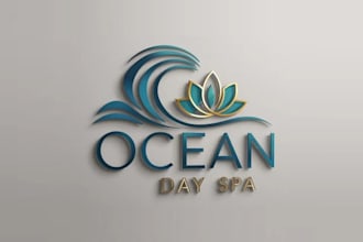 design unique ocean day spa brand logo