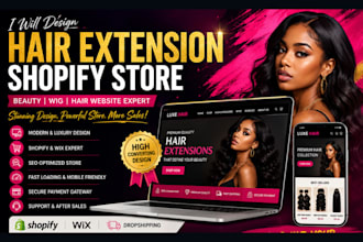 beauty hair extension shopify store wix hair extension website wig hair website
