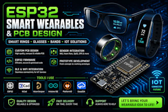 custom esp32 smart wearables rings, glasses, and bands with pcb and iot devices