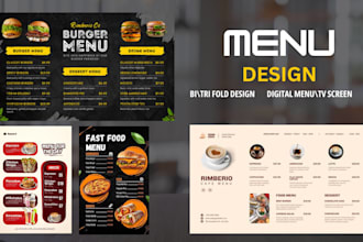design digital menu board, restaurant menu, food menu or TV screen menu