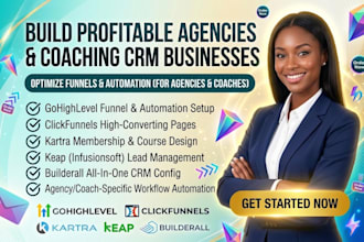 setup gohighlevel clickfunnels kartra keap builderall  crm for agencies coaches