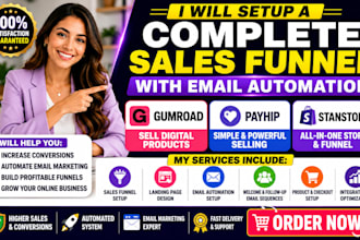 setup a complete gumroad payhip stanstore sales funnel with email automation