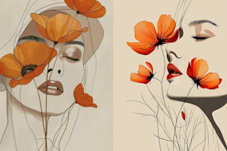 draw minimalist line art, vector line art illustration of image and product